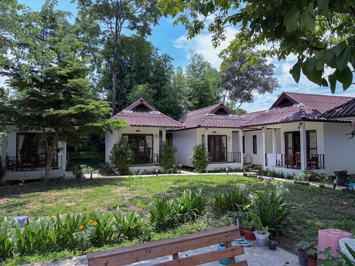 Peaceful courtyard and nature at A-Thip House Pai Thailand